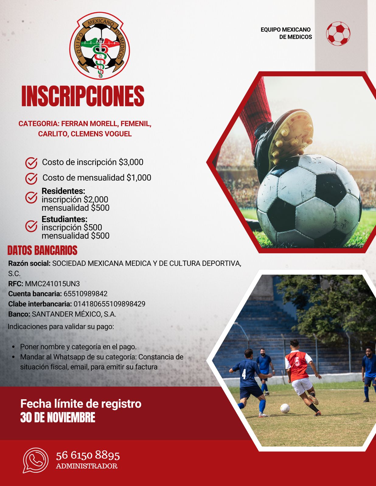 Información de cuotas e inscripciones